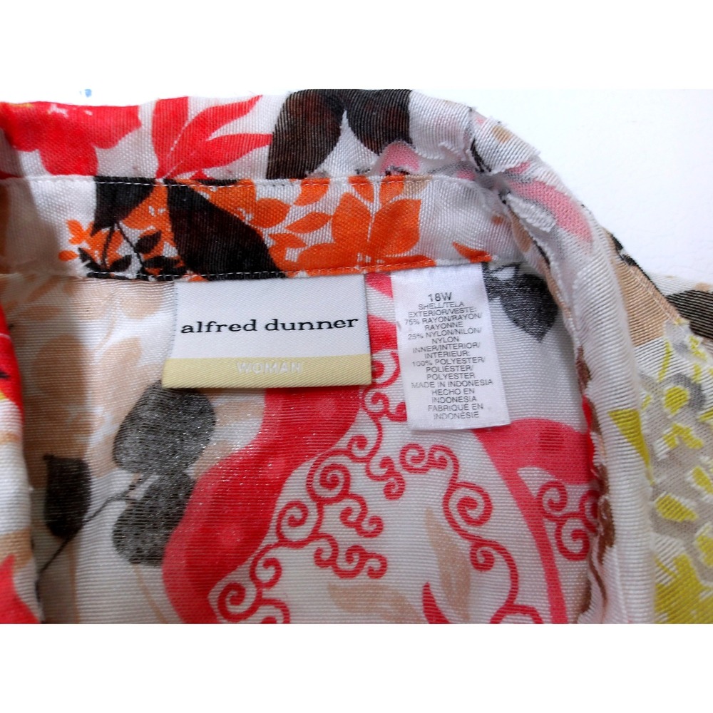 Alfred Dunner Floral Print Button Down Shirt 2pc Lightweight‎ Top 18W / #6308 - Picture 6 of 6
